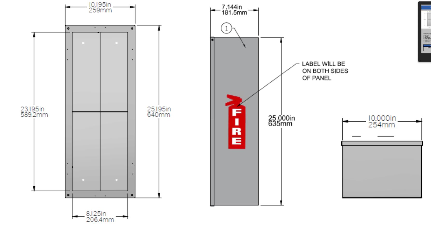 Fire Extinguisher, White Surface Mounted, 25"H x 10"W x 7"D