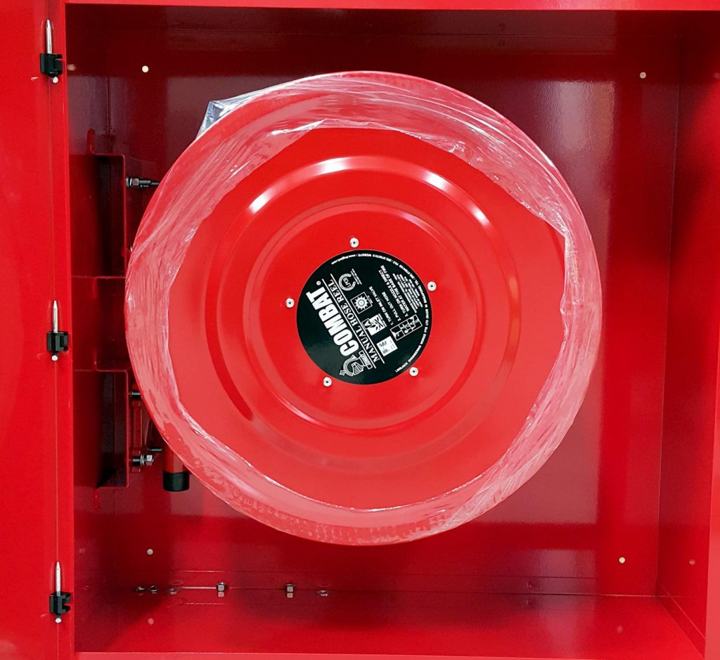 (KIT) Fire Hose Reel, Red Recessed w/PlexiGlass View Panel